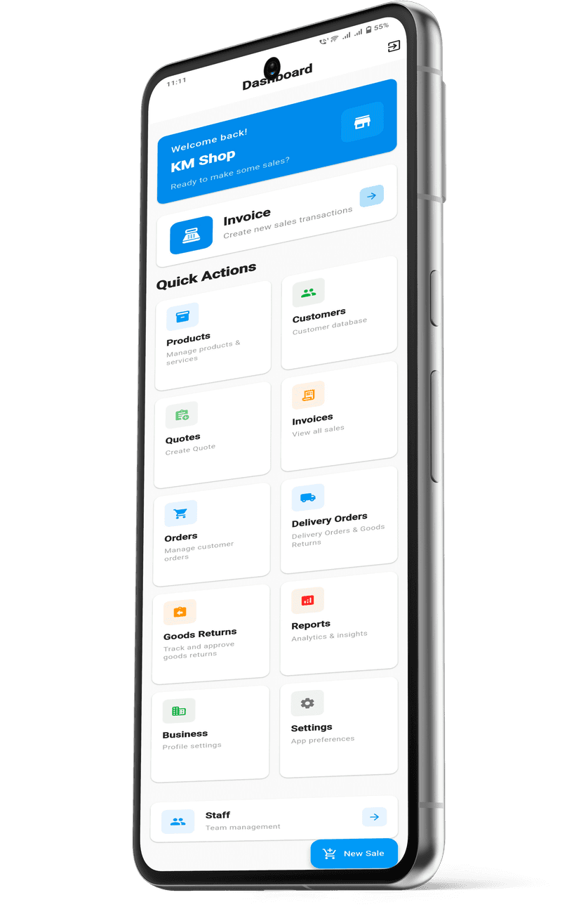 Invoisify home screen